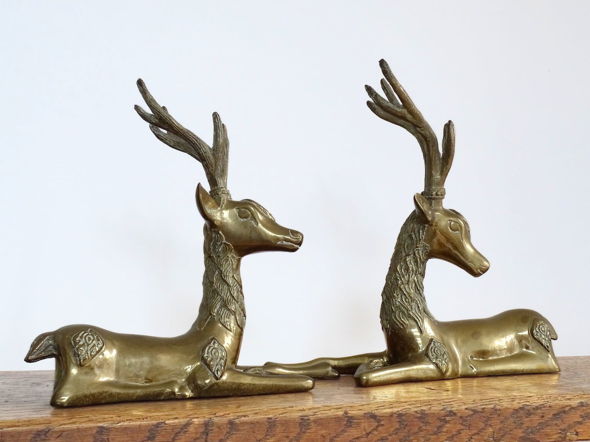 Pair of Mid 20th Century Brass Deer Ornaments