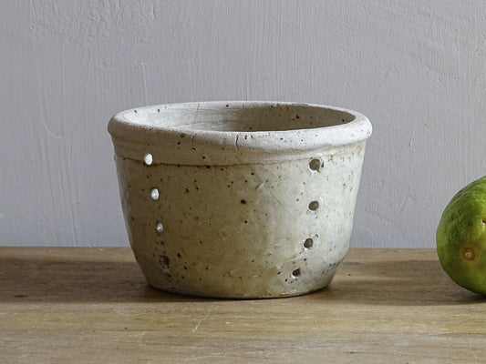 French antique pottery faisselle cheese strainer for an antique farmhouse kitchen