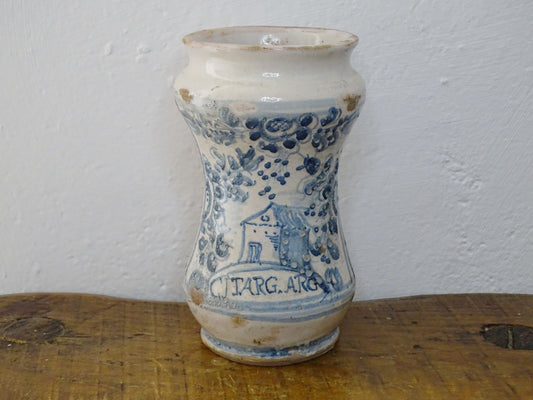 Antique Italian Albarello Pharmacy Jar 18th Century 6.2"