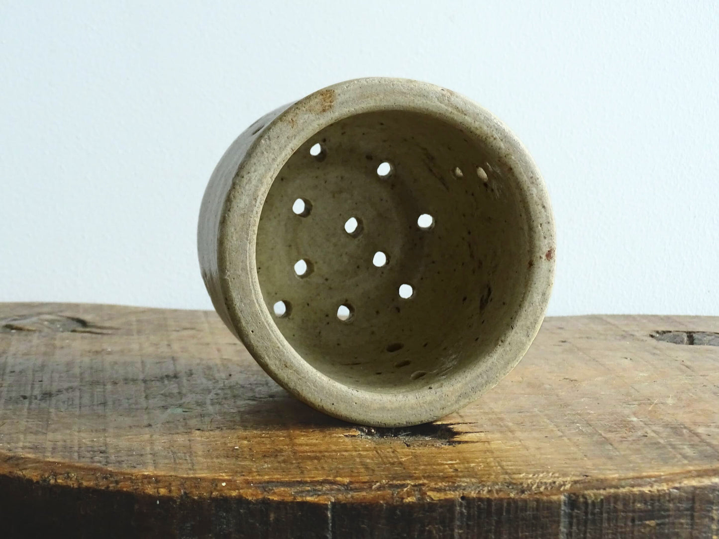 French antique faisselle or cheese strainer, rustic pottery for a French country kitchen