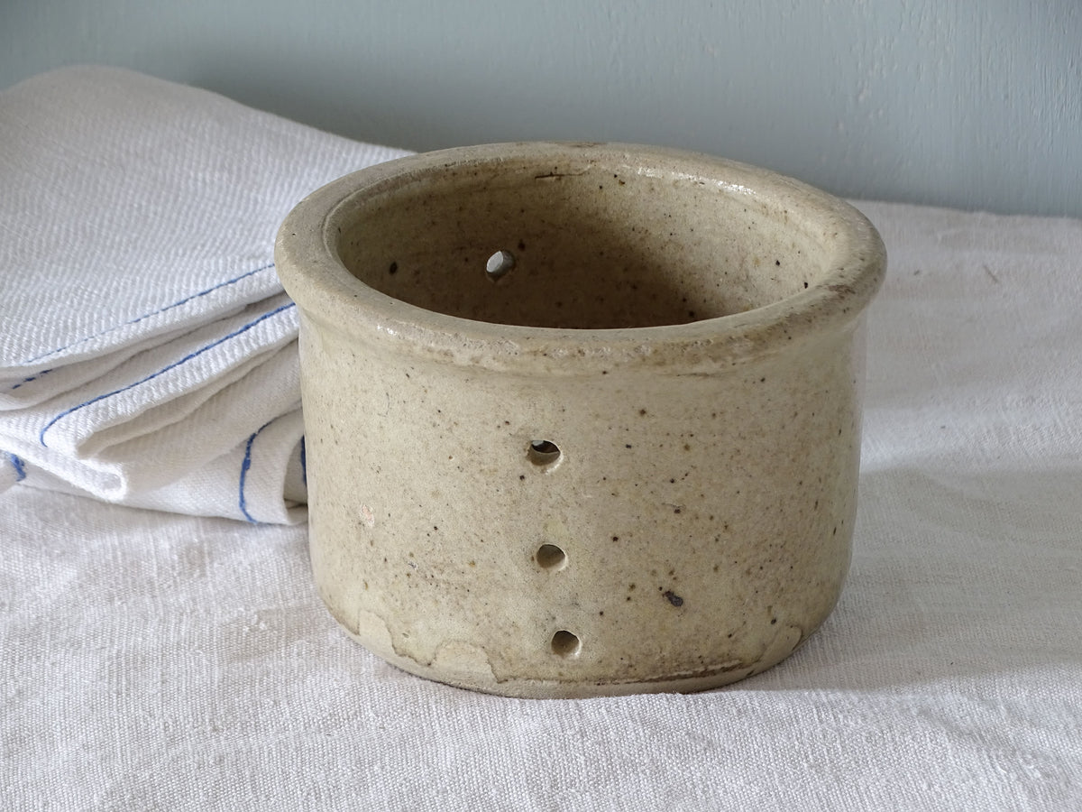 French antique stoneware faisselle cheese strainer 