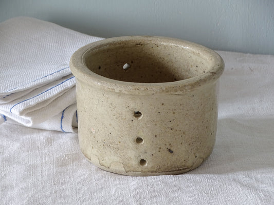 French antique stoneware faisselle cheese strainer 