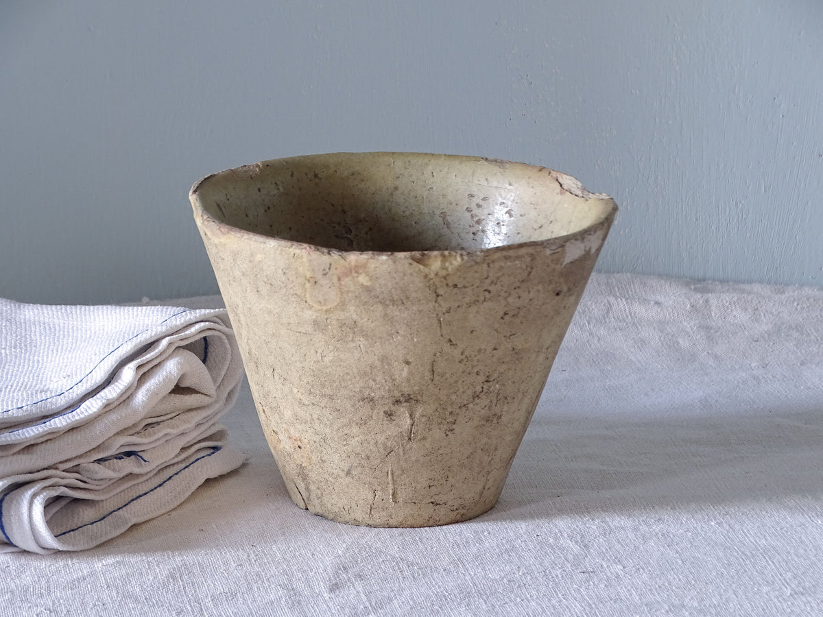 French antique pottery resin catching pot with green glazed interior