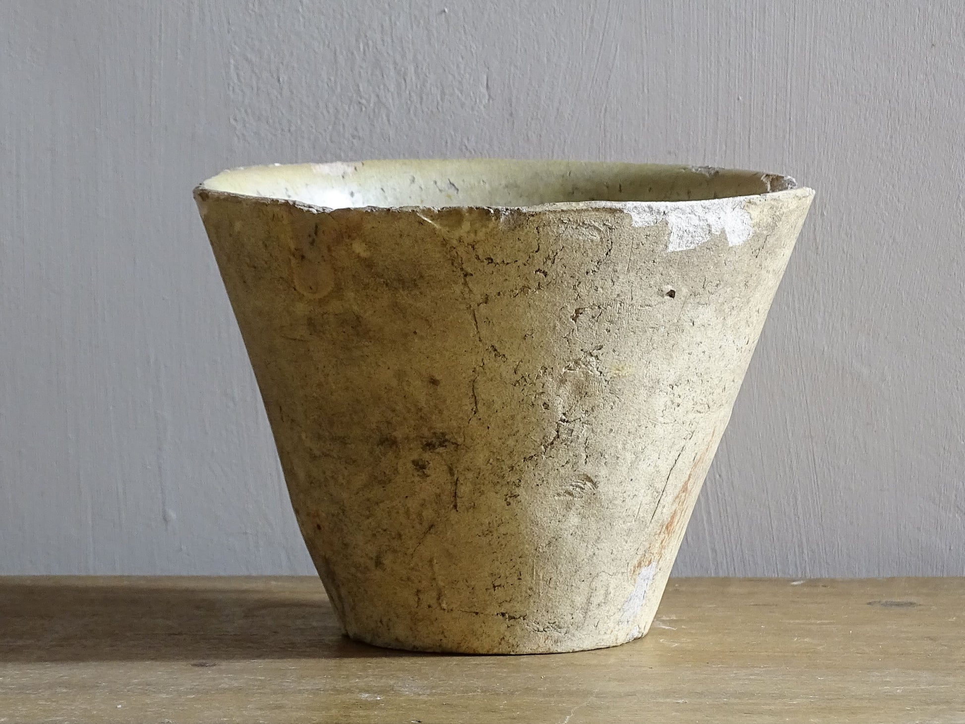 French antique resin pot in earthenware pottery, used to collect sap from trees