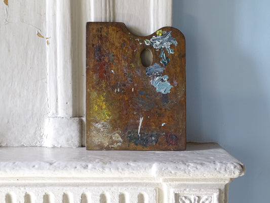 French vintage wooden paint palette