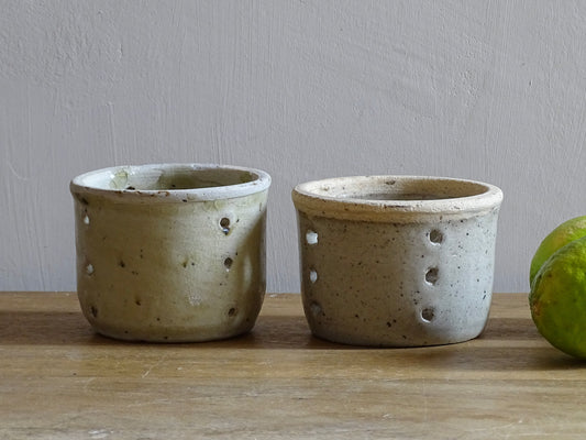 Two Antique French Faisselle Cheese Strainers