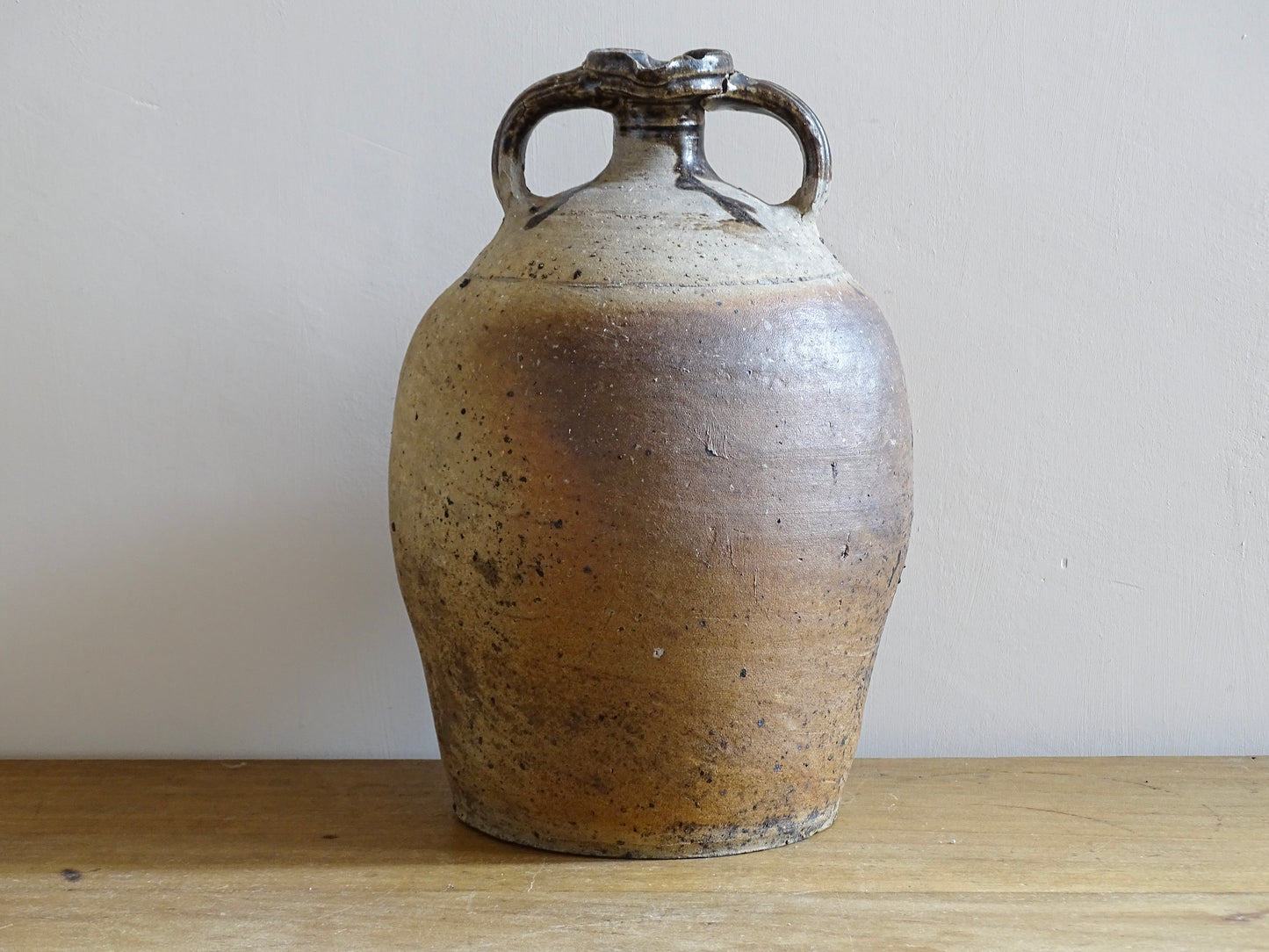 French Antique Pottery Pitcher 12.4"