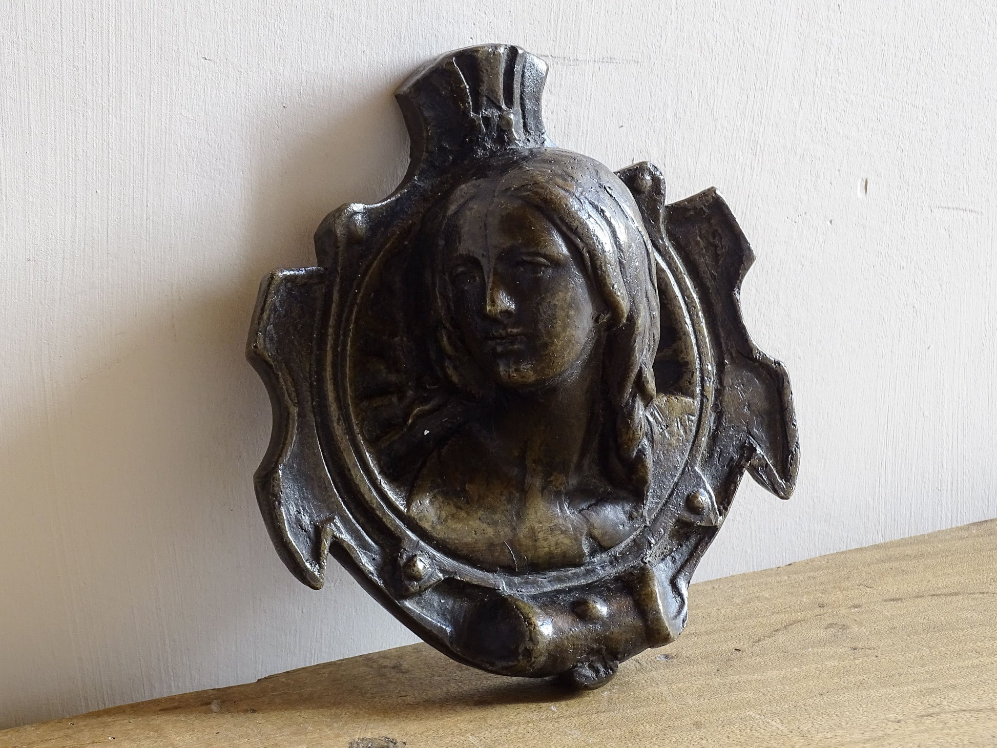 French antique Bronze Plaque Depicting a Woman in profile