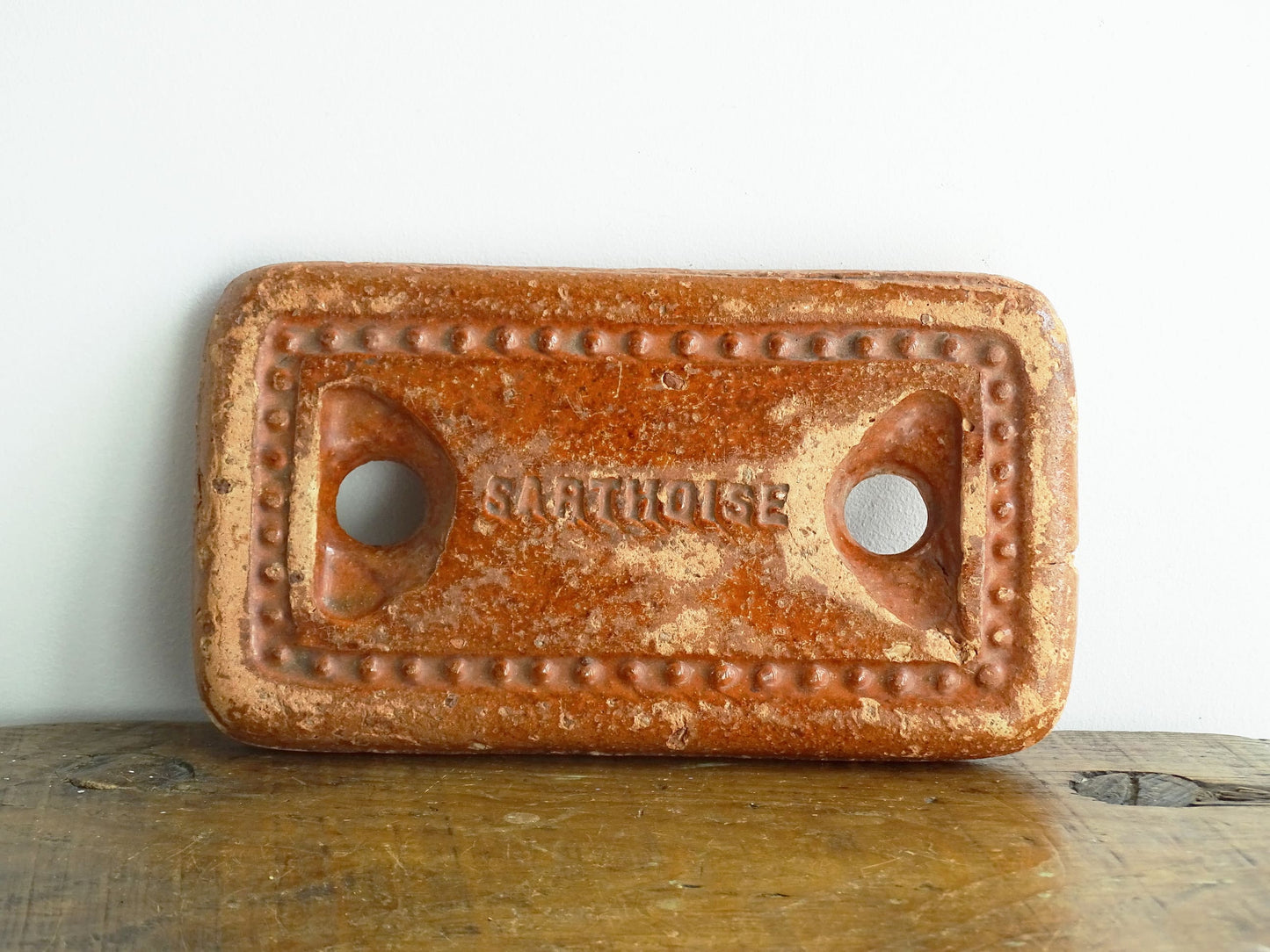 Antique Red Brique Chauffe-Lit or Brick Bed Warmer in terracotta. French antique ceramic bed warmer. 