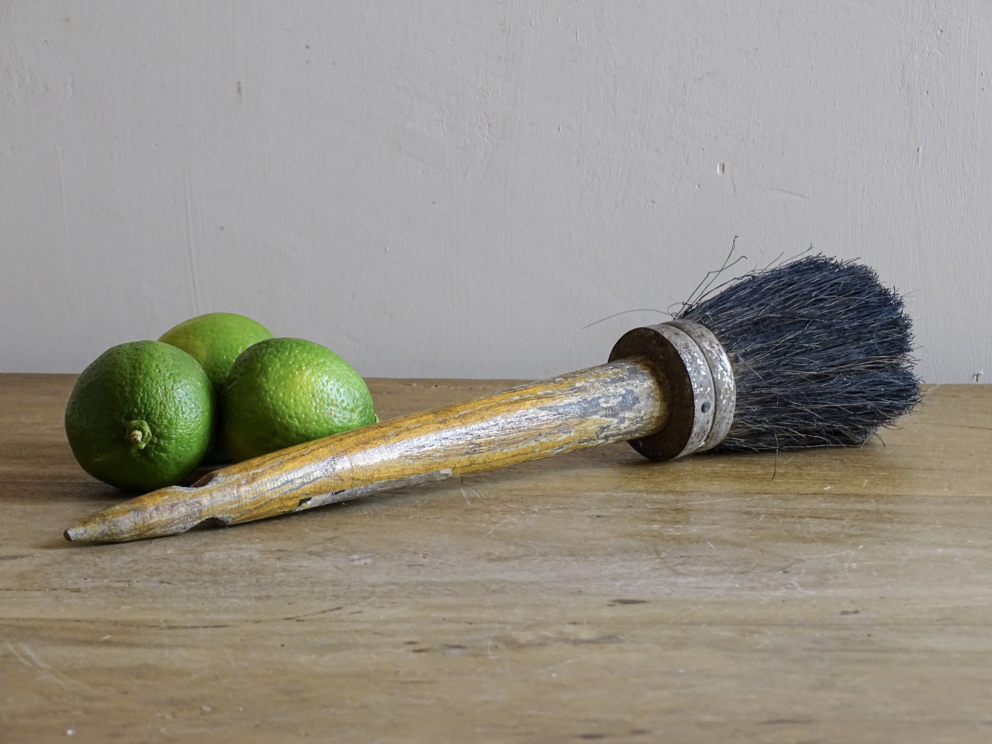 French antique paint brush with wooden handle