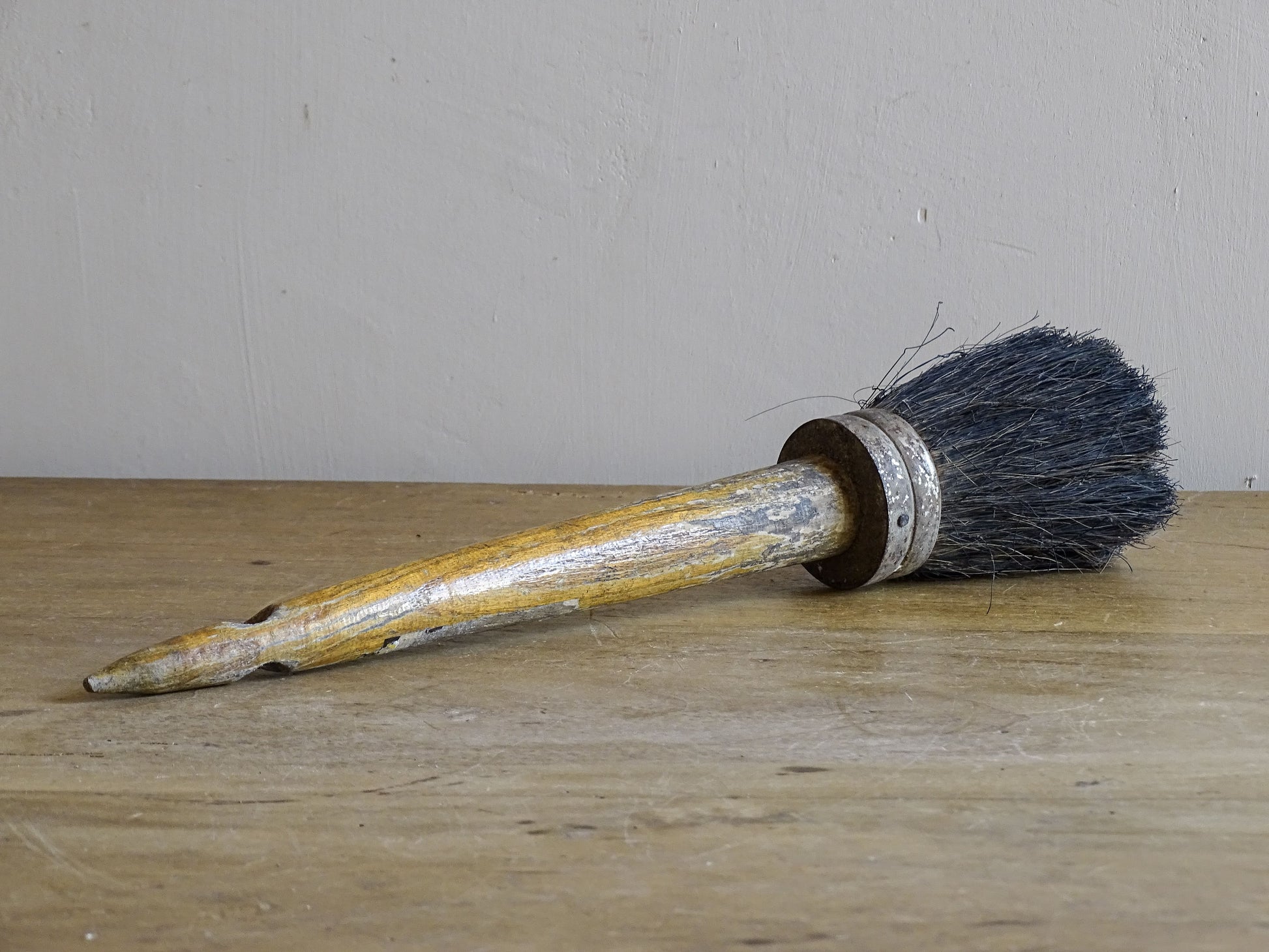 French antique paint brush with wooden handle