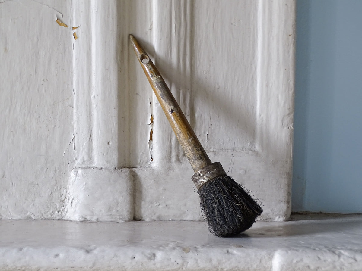 French antique paint brush with wooden handle