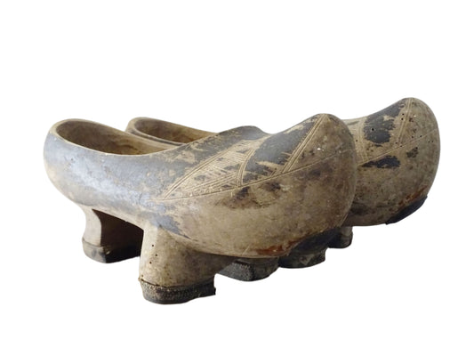 Vintage Spanish Cantabrian Albarcas Wooden Shoes or Clogs