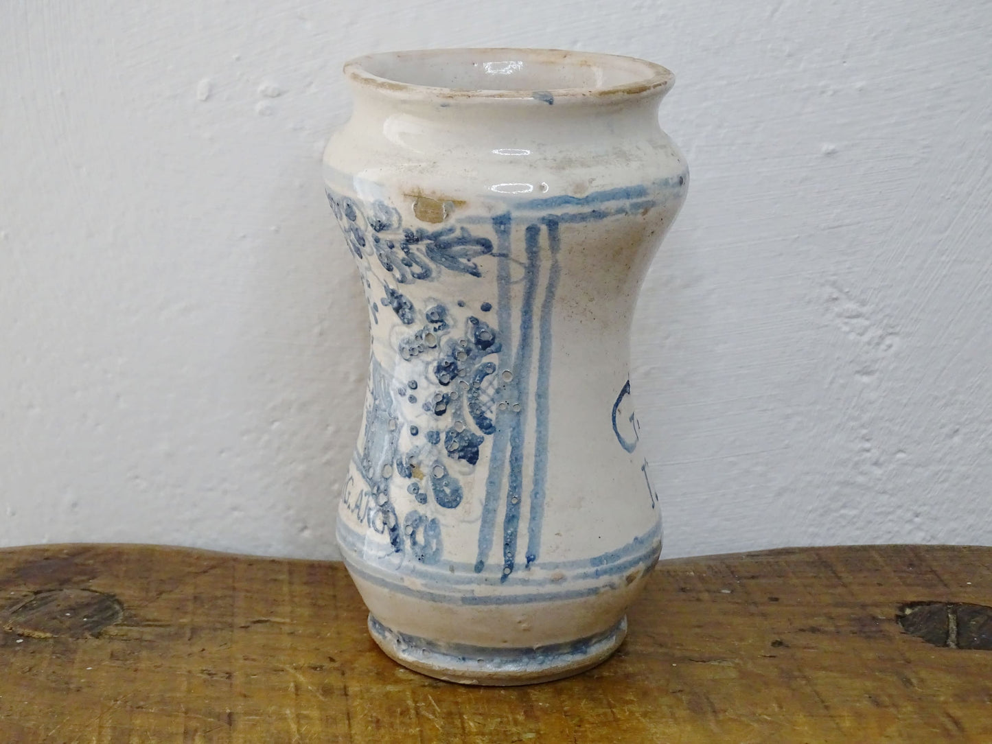 Antique Italian Albarello Pharmacy Jar 18th Century 6.2"