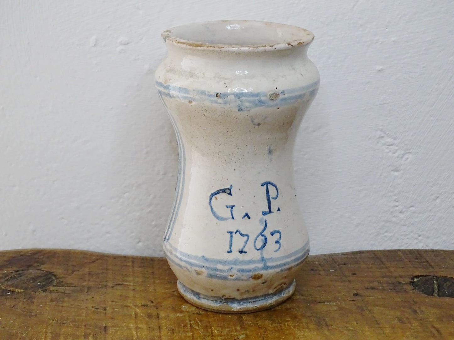 Antique Italian Albarello Pharmacy Jar 18th Century 6.2"