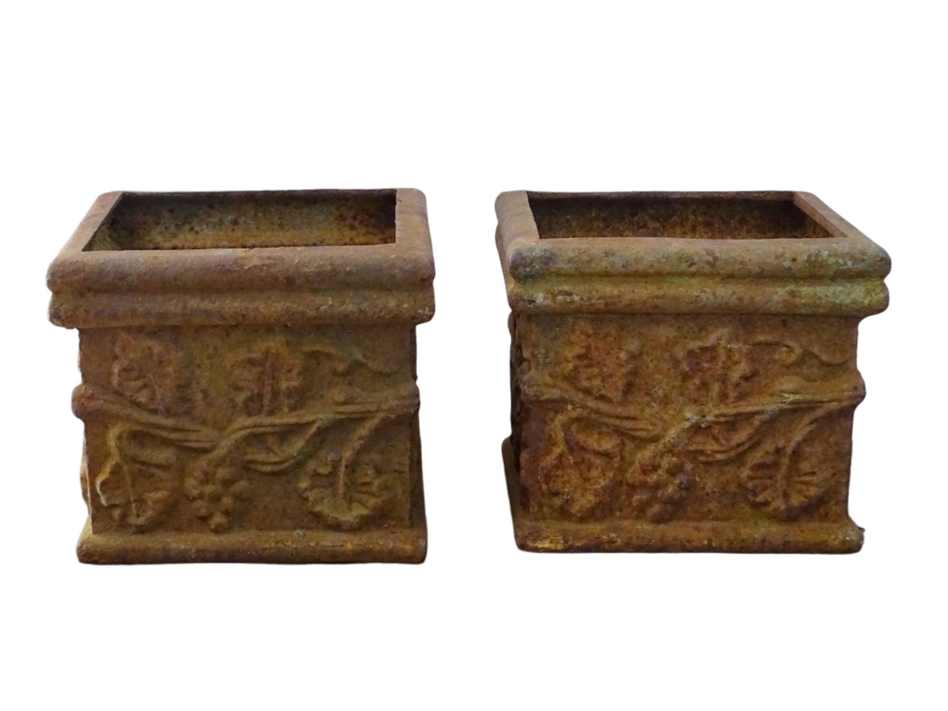 cast iron pots for plants Pair of French Antique Cast Iron Planters 5"