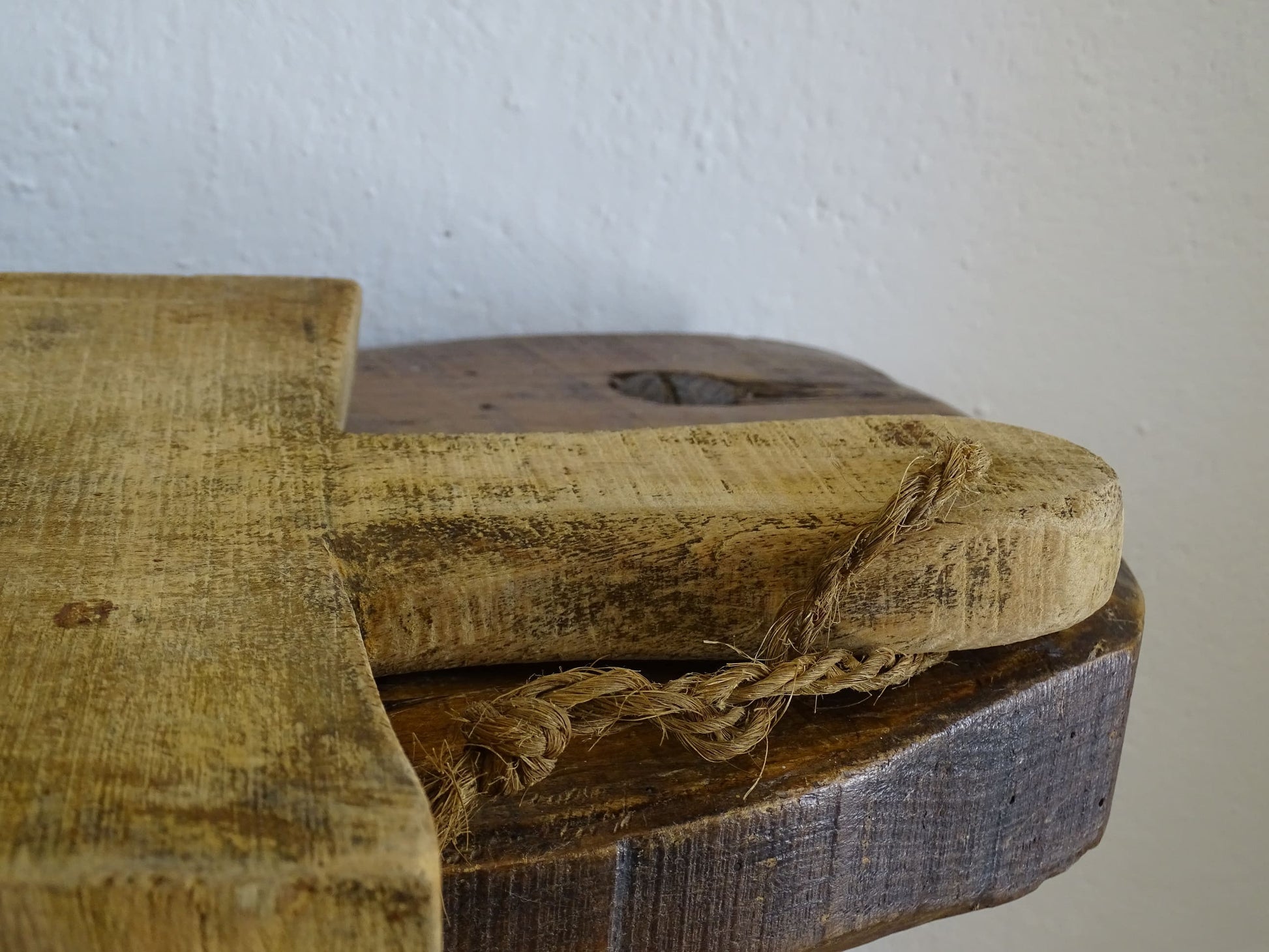 French antique cutting board with handle, antique chopping board with handle and rich patina to the wood