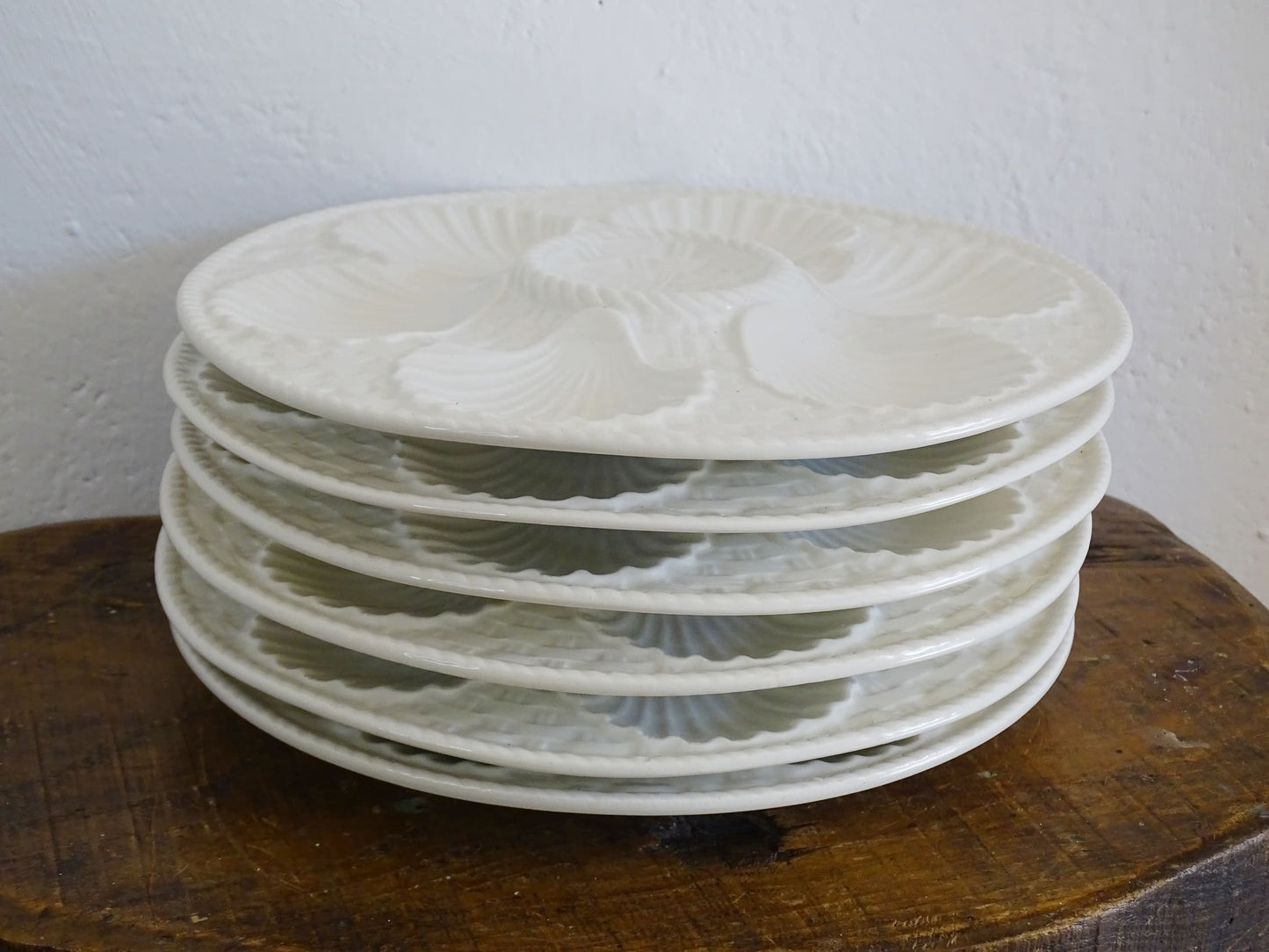 French vintage white oyster plates by Longchamp