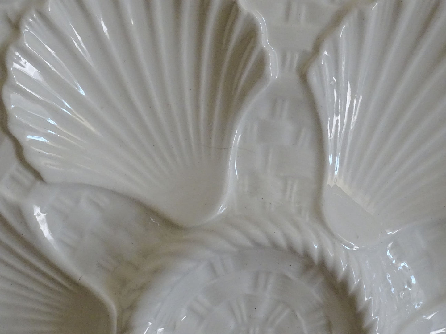 French vintage white oyster plates by Longchamp