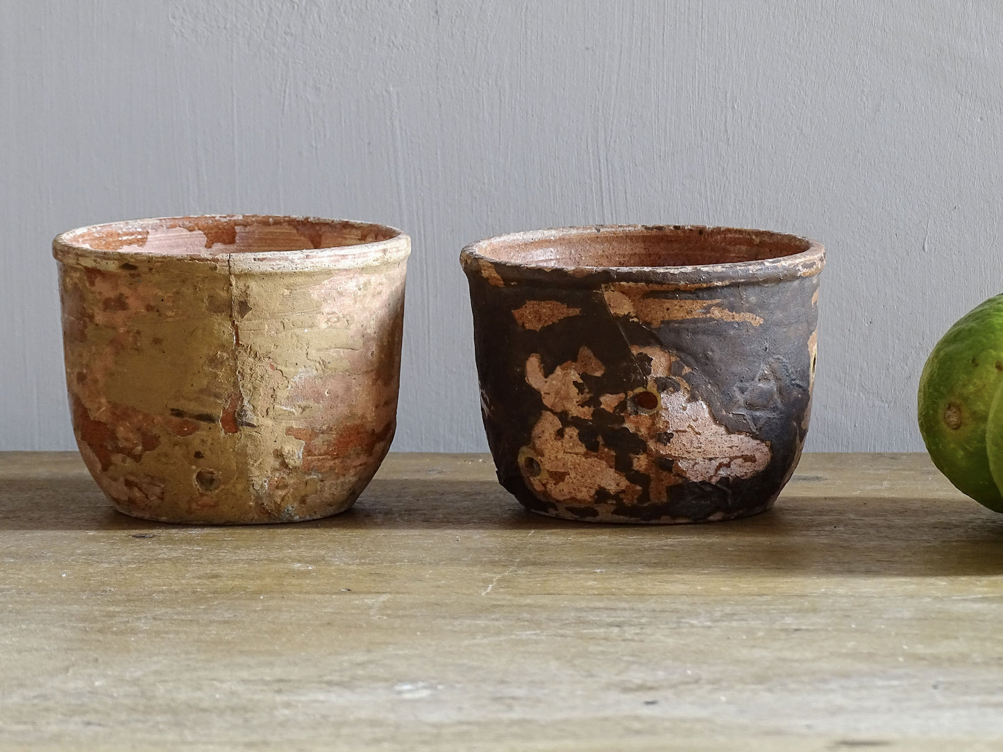 Two French Antique Terracotta Faisselles or Cheese Strainers