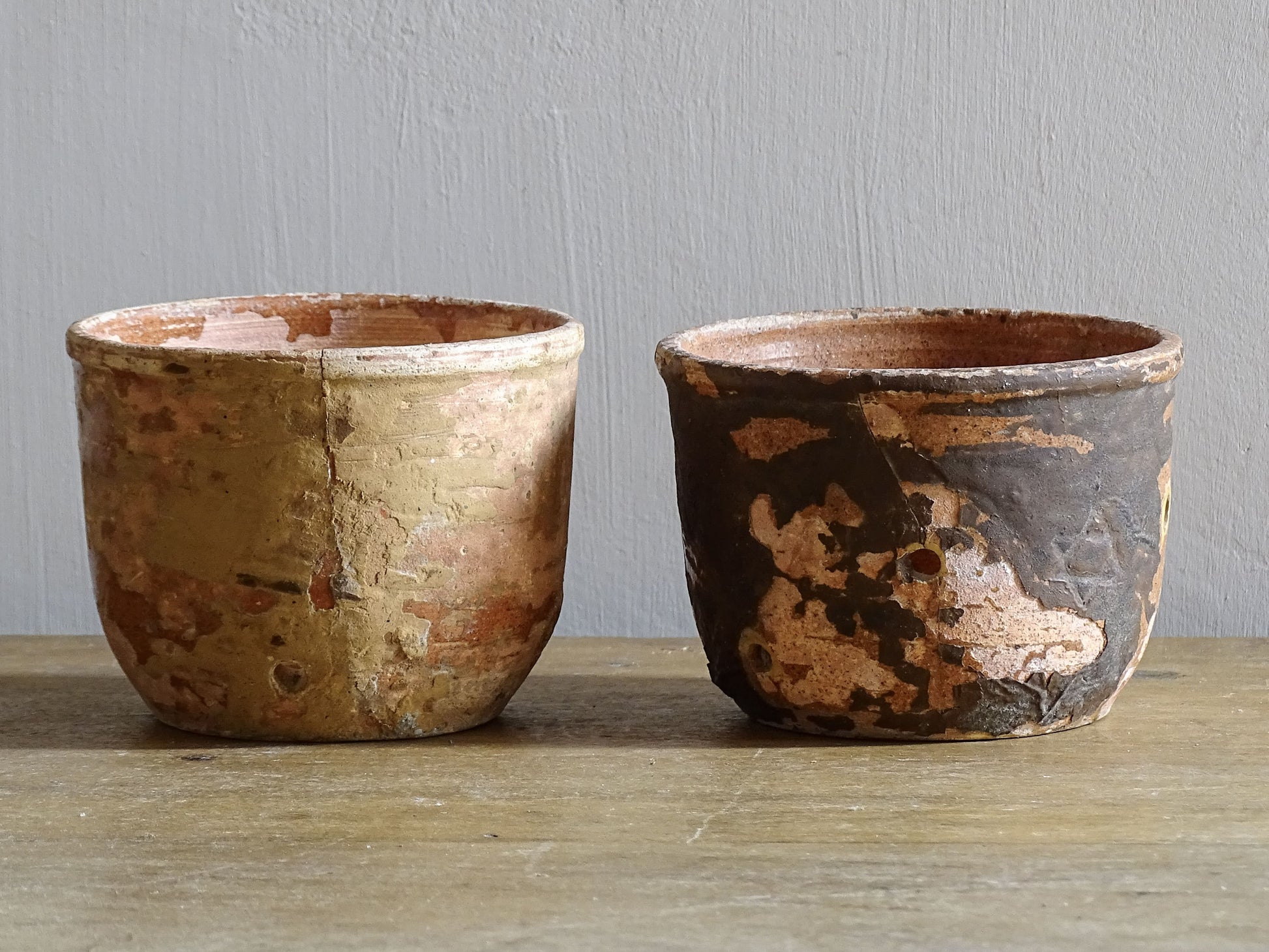 Two French Antique Terracotta Faisselles or Cheese Strainers