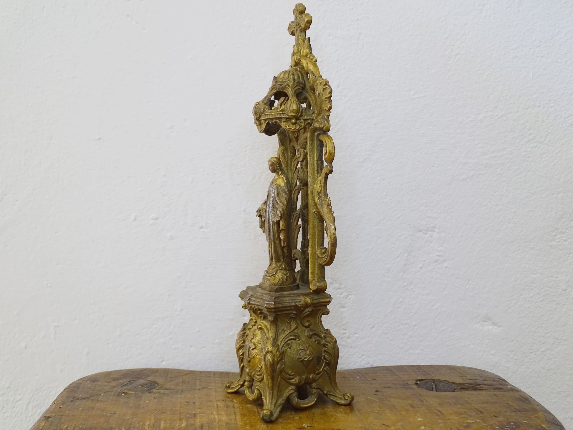 French antique gilt metal statue of Mary