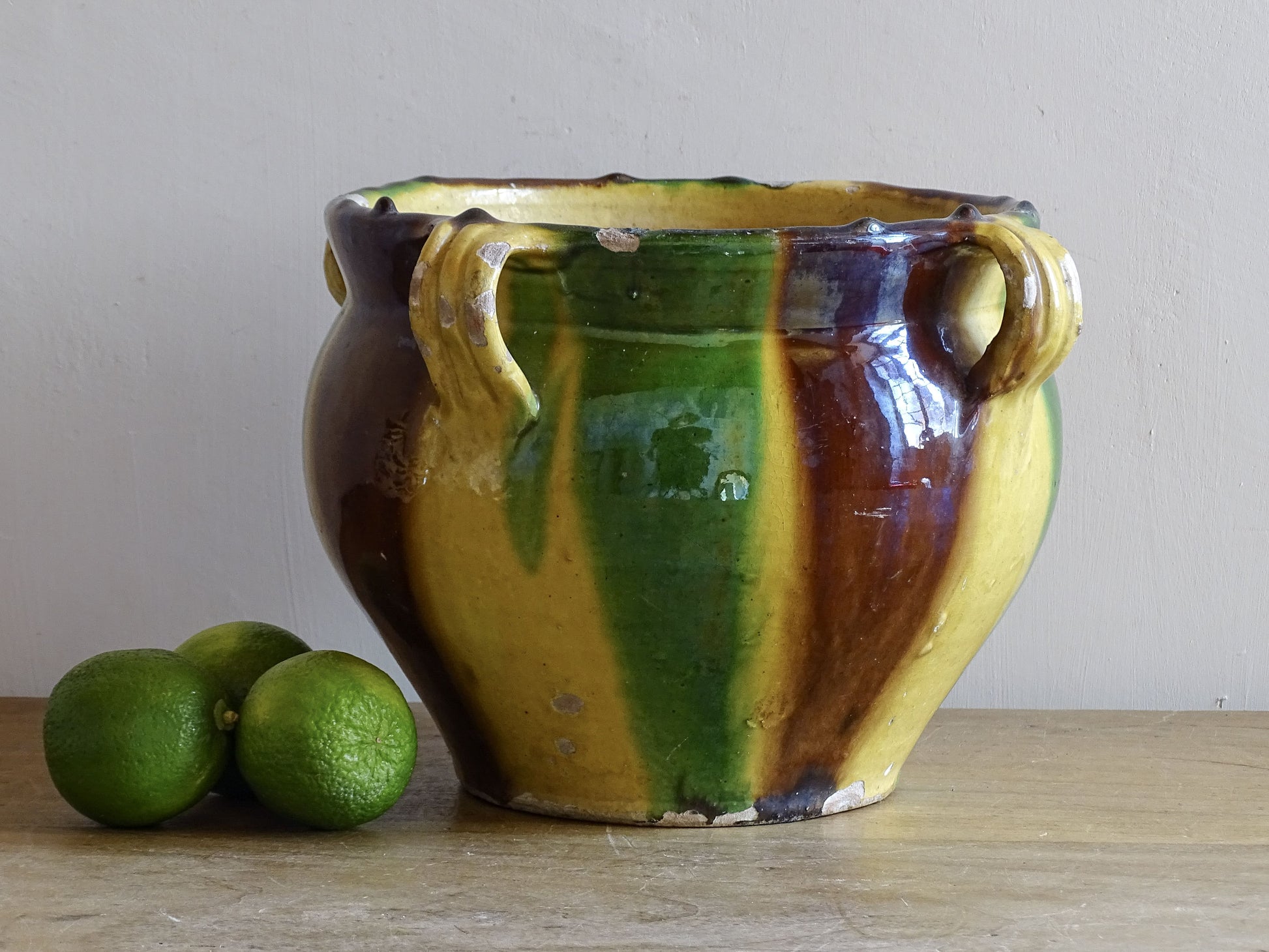 French antique glazed earthenware planter from Castelnaudary