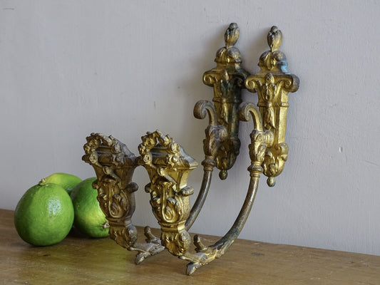 Ornate French antique gold curtain hooks