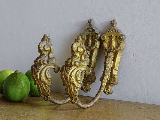 French antique gilt bronze curtain hooks