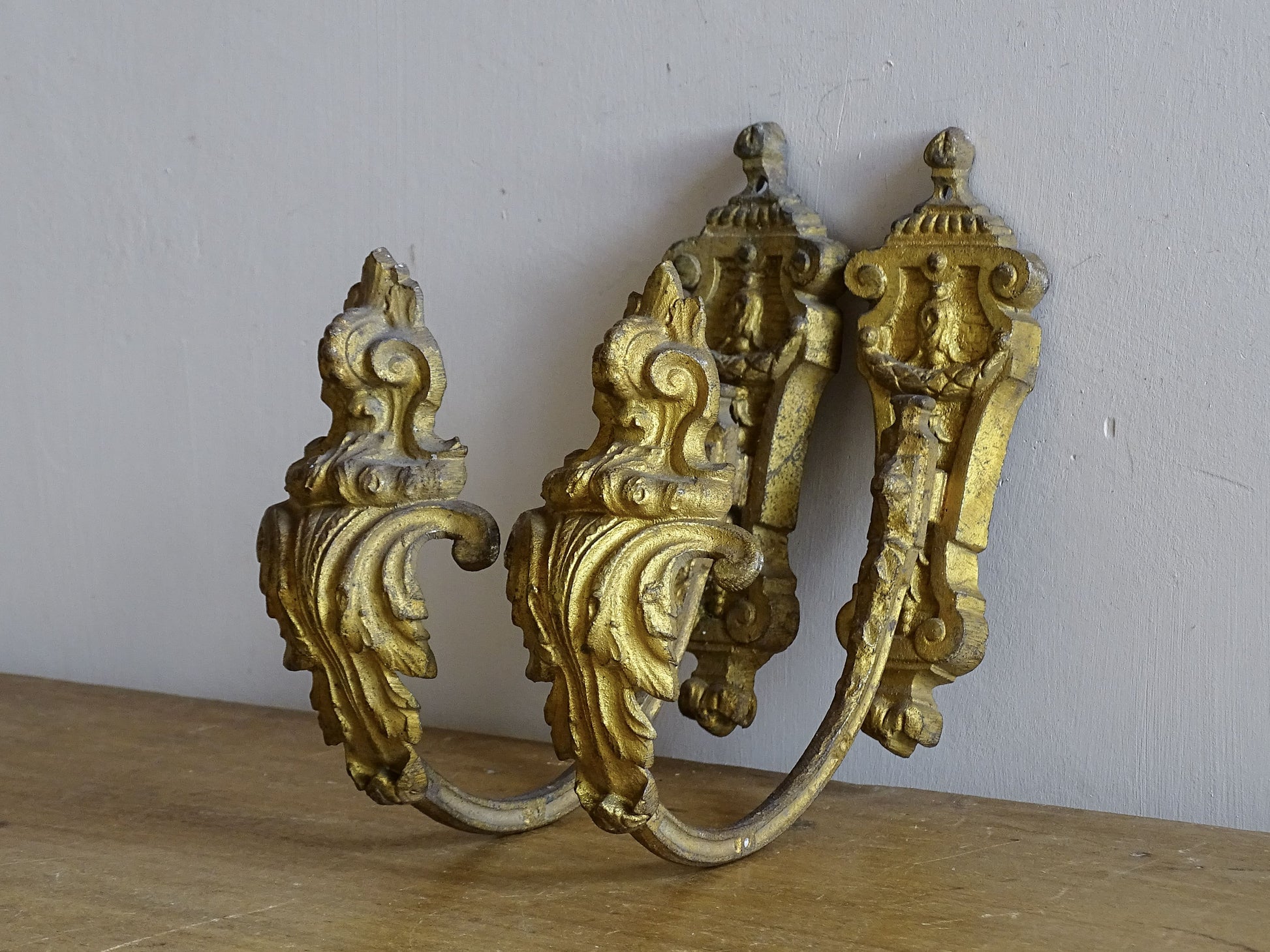 French antique gilt bronze curtain hooks