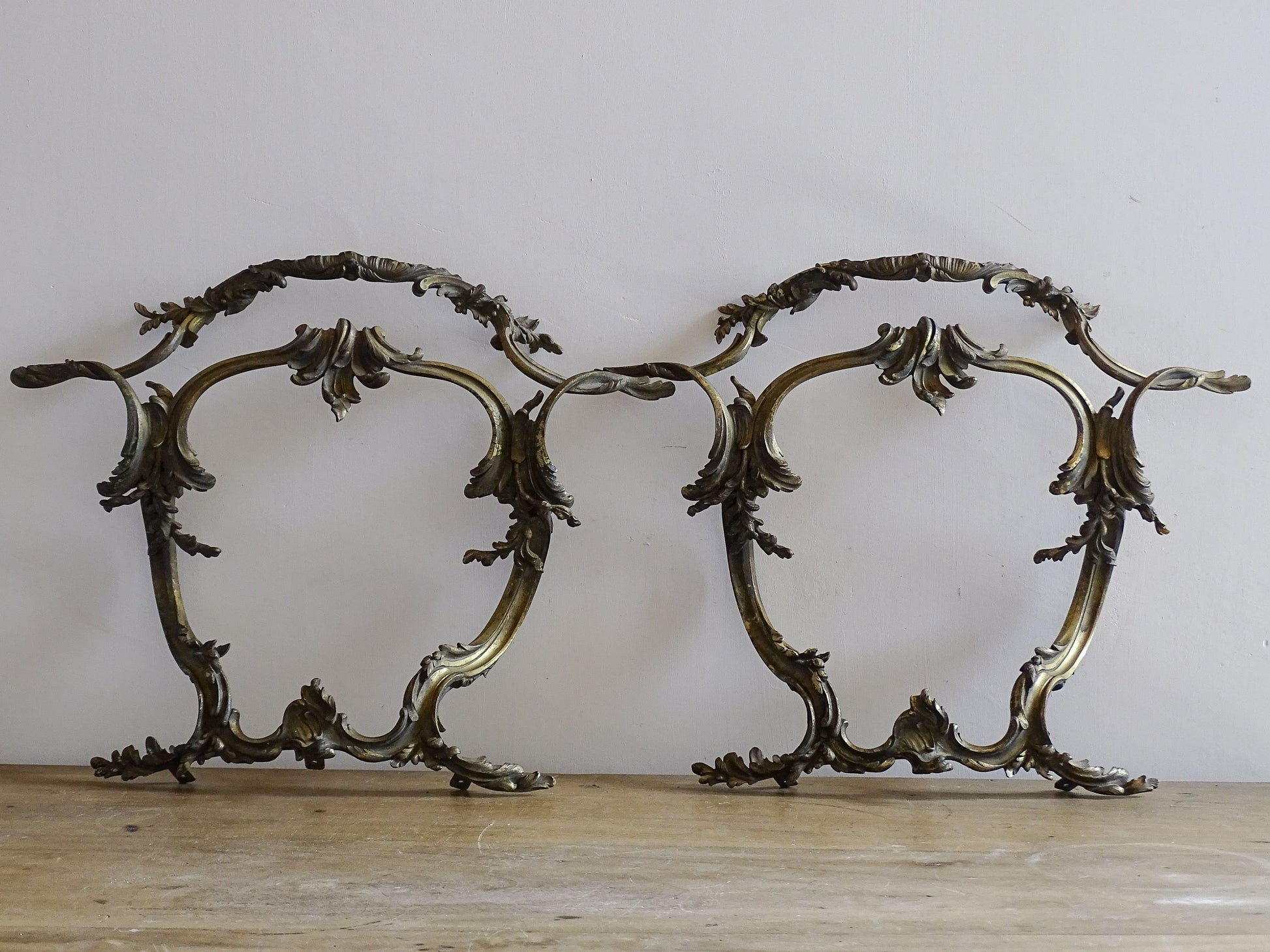 French antique gilt bronze furniture pediments