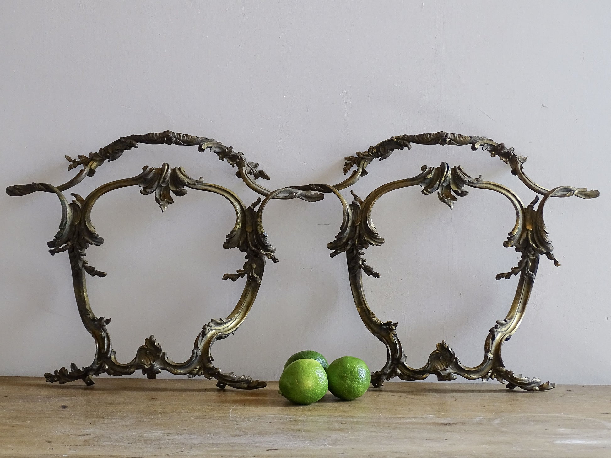 French antique gilt bronze furniture pediments