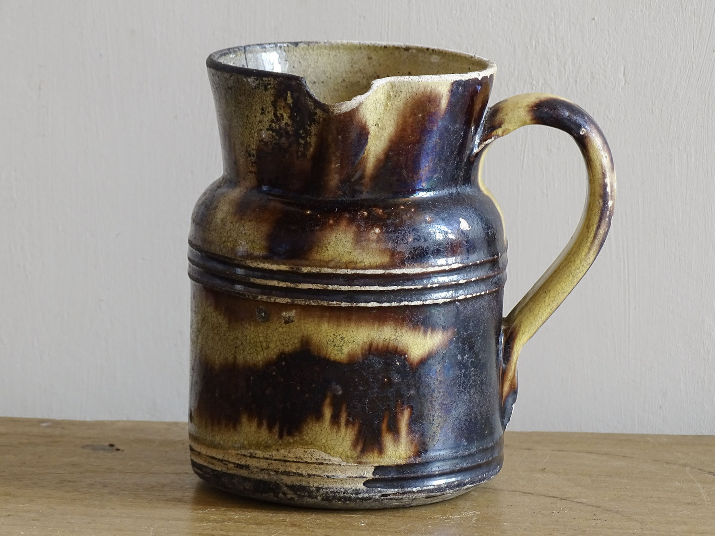 French antique pottery pitcher from Dieulefit
