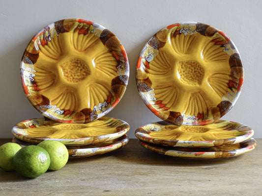 French vintage Vallauris plate with yellow glaze. 