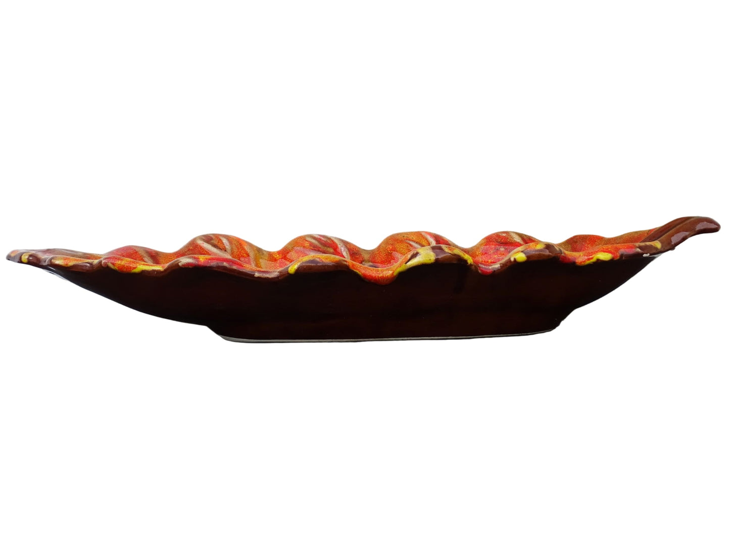 Large French Vintage Vallauris Pottery Bowl in the Shape of a Leaf 20.9"