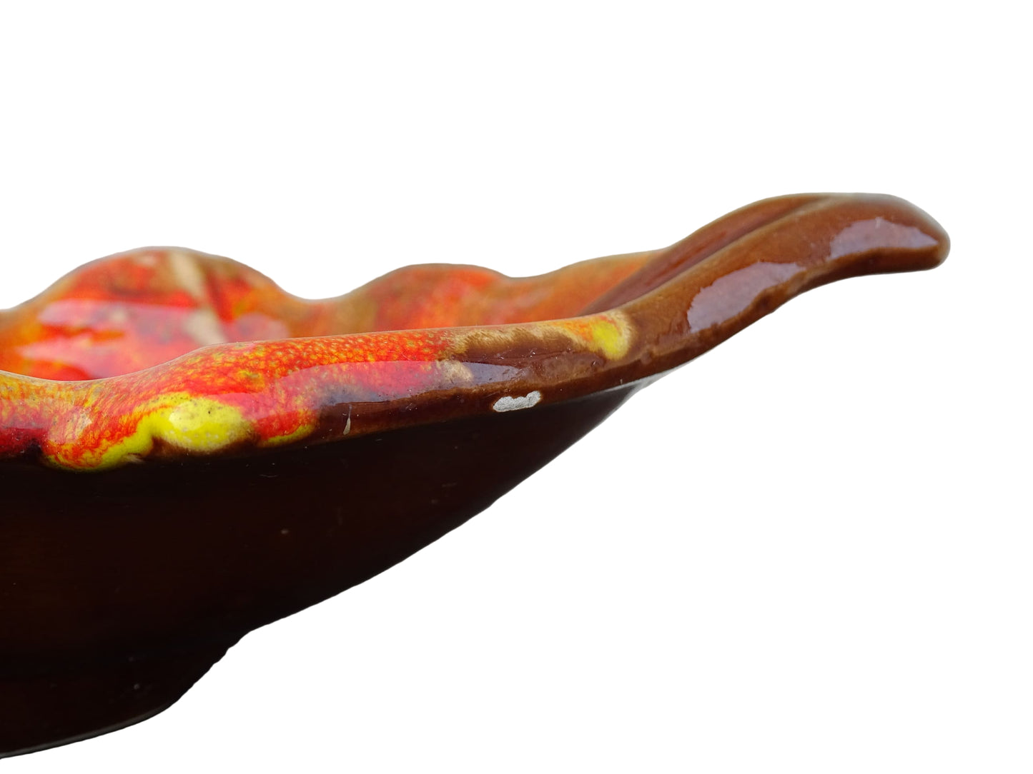 Large French Vintage Vallauris Pottery Bowl in the Shape of a Leaf 20.9"