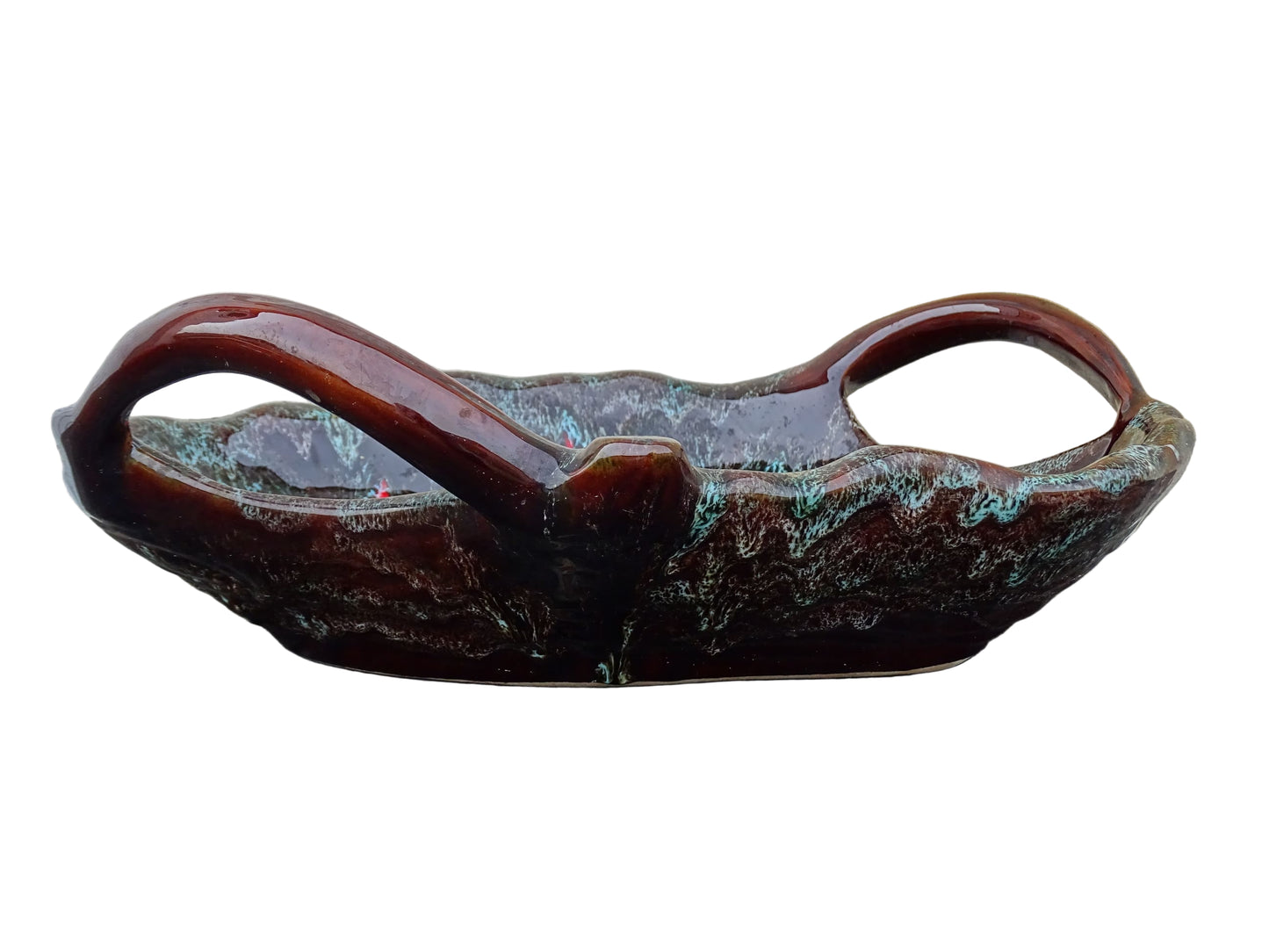 Large French Vintage Vallauris Pottery Bowl with Two Handles 14.6"