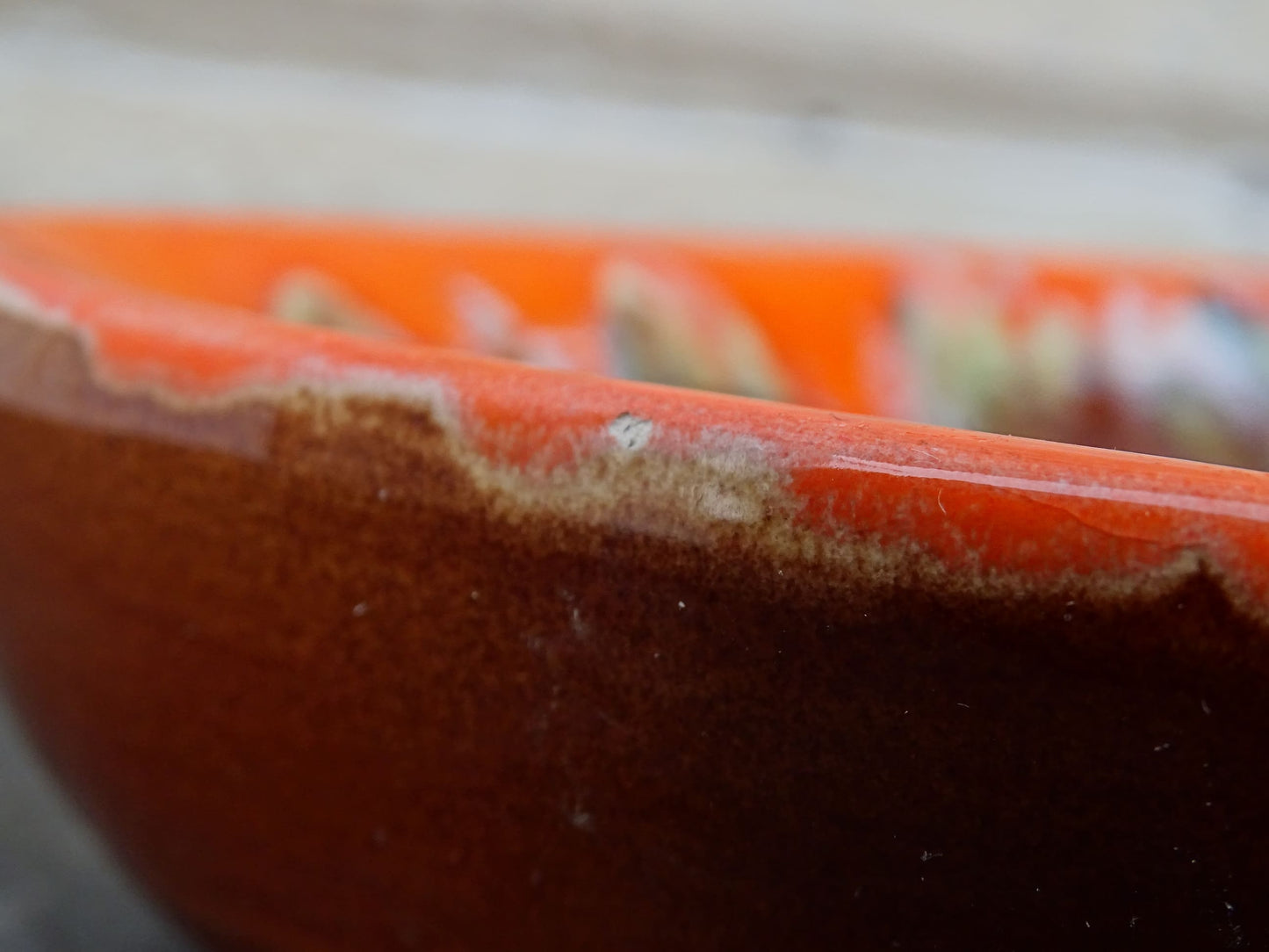 Pair of French Vintage Vallauris Pottery Dishes with Orange Glaze 7.9"