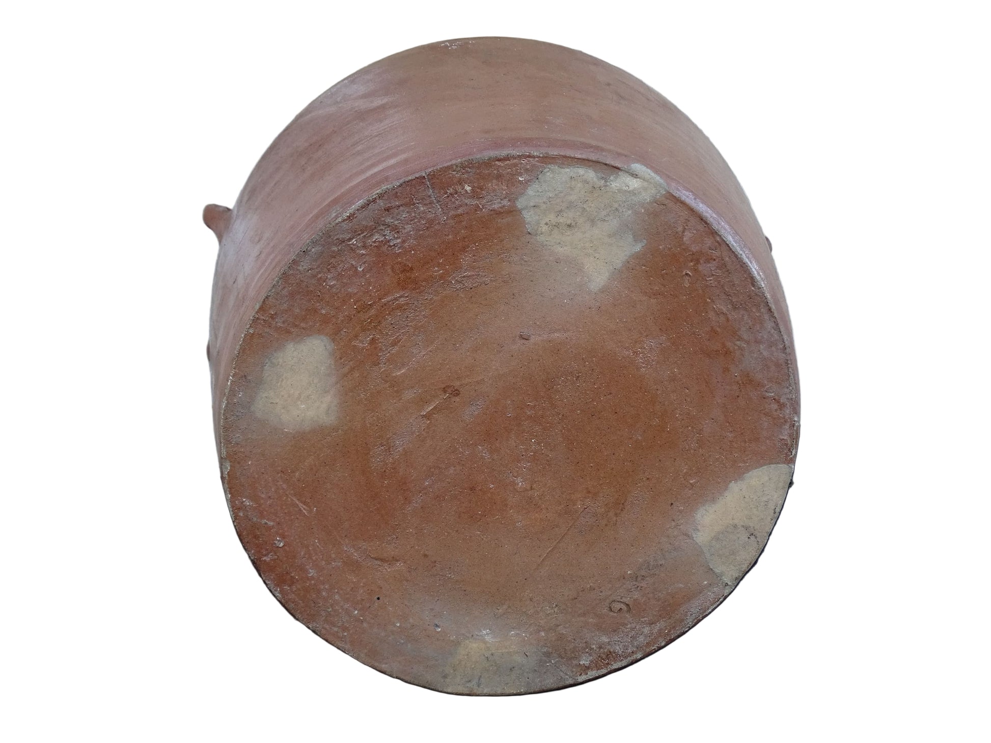 French antique stoneware confit jar with a brown salt glaze. Ceramic cache pot with two handles. 