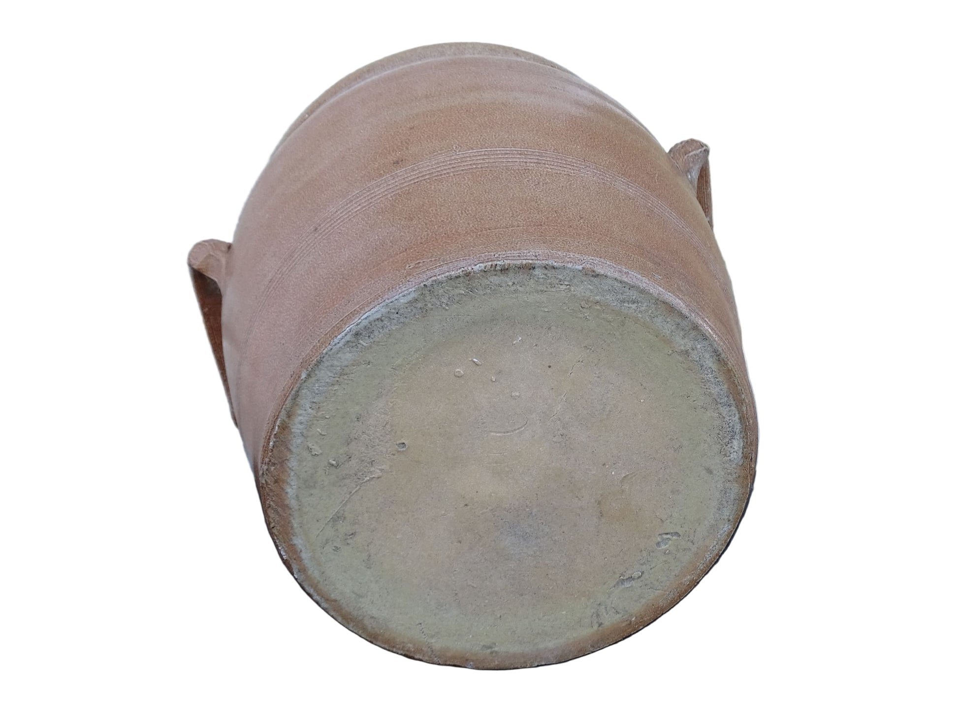 French antique pottery confit pot with brown glaze.