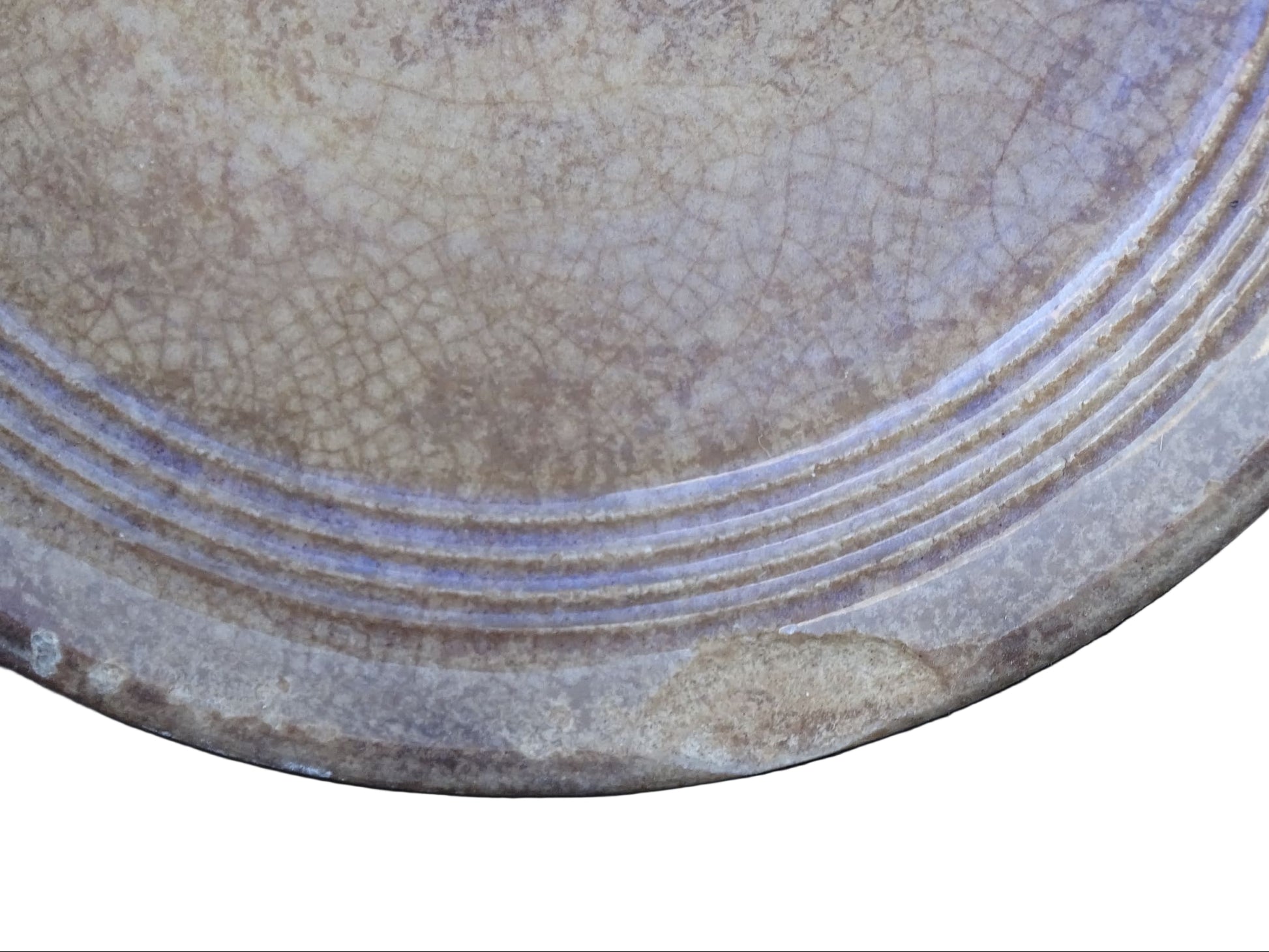 Timeworn French antique ceramic pots by Sarreguemines. 19th century rustic pottery confiture pots for a French country farmhouse display. 