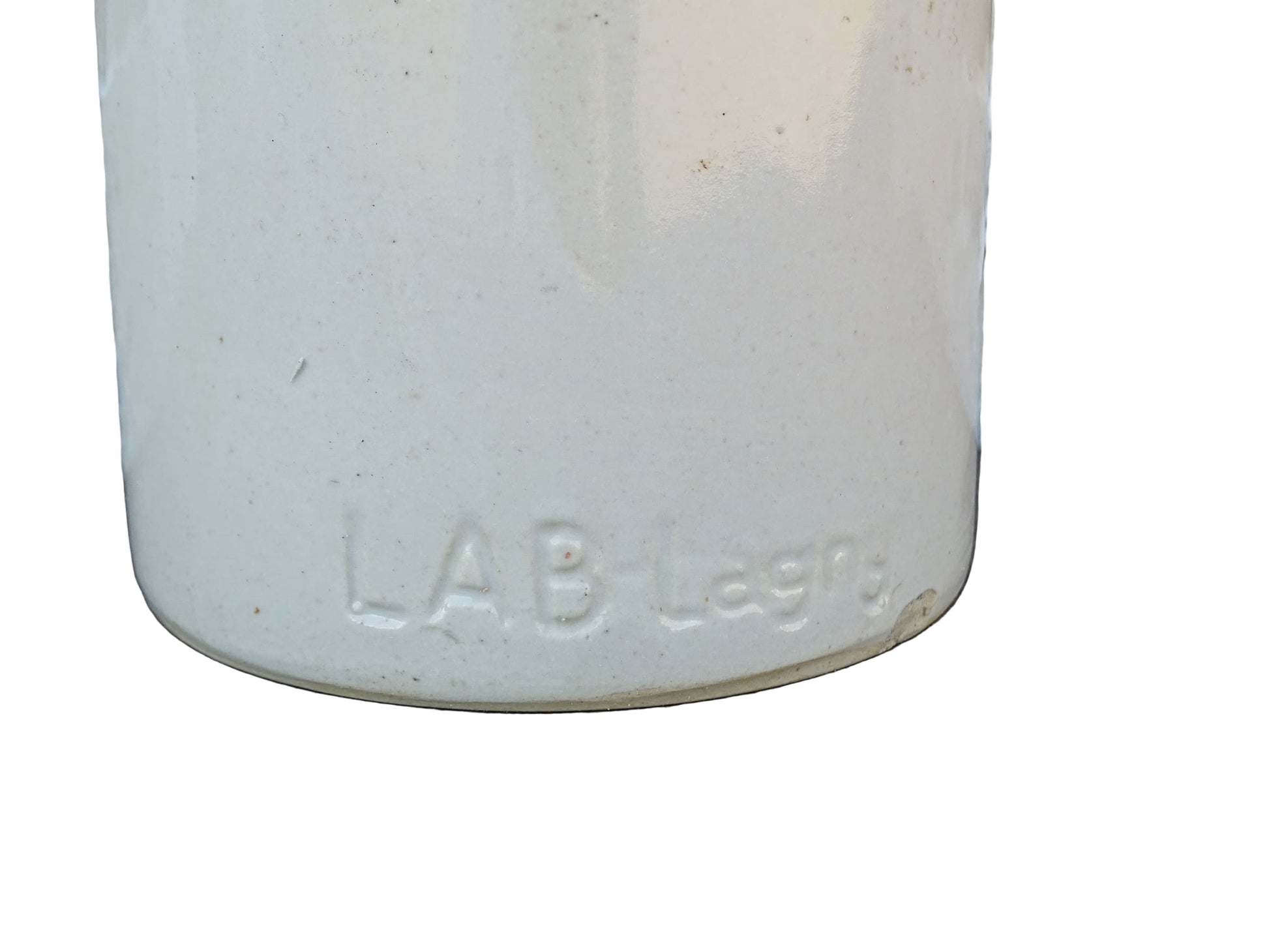 Small French vintage ceramic jar or stoneware mustard pot with a pale cream glaze.