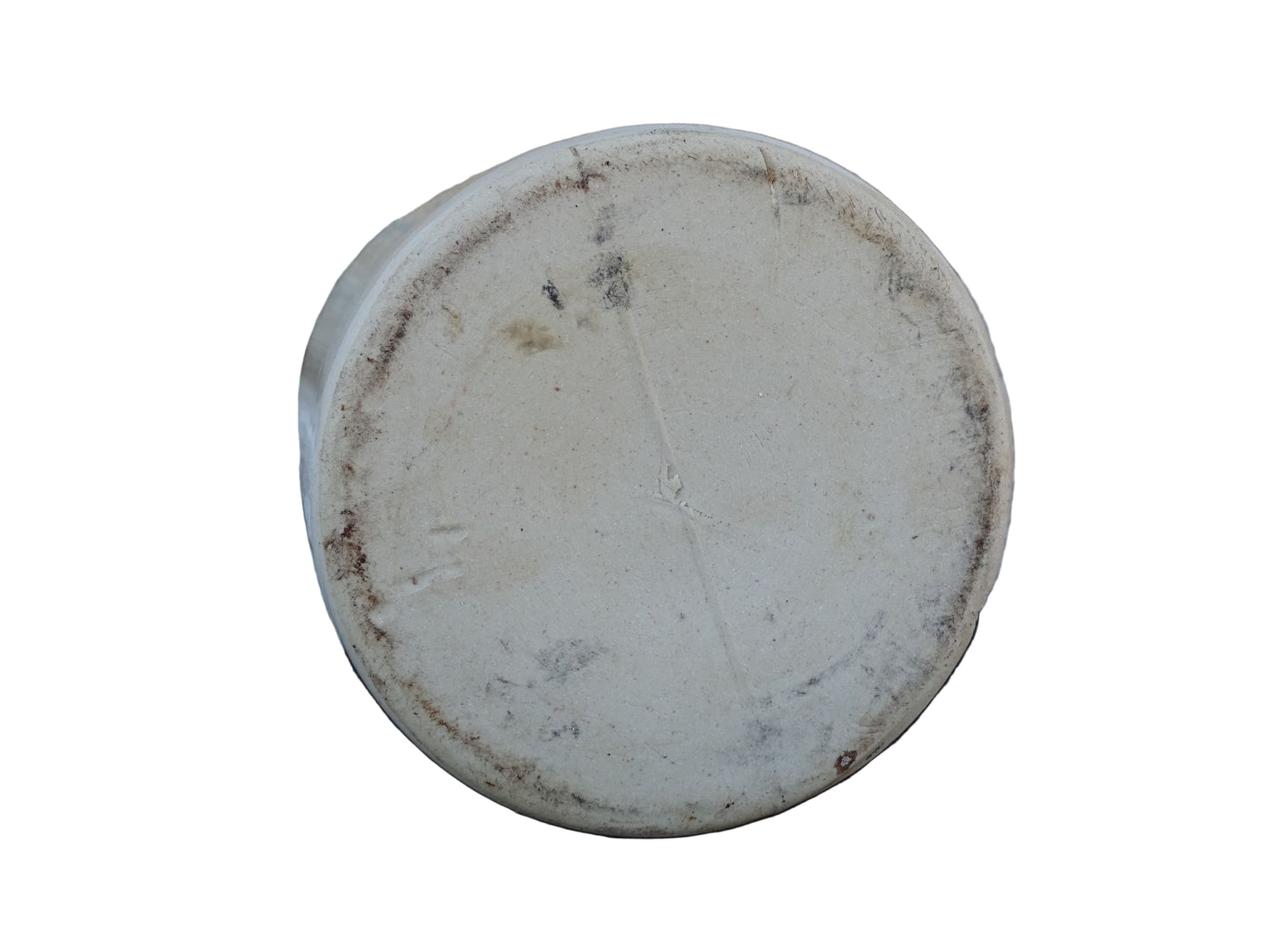 Small French vintage ceramic jar or stoneware mustard pot with a pale cream glaze.