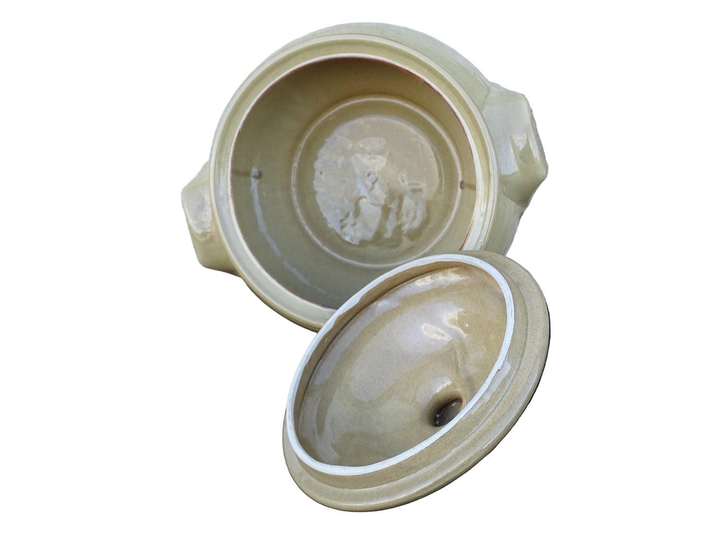 Vintage French Ceramic Tureen with a Yellow Glaze 9.8"