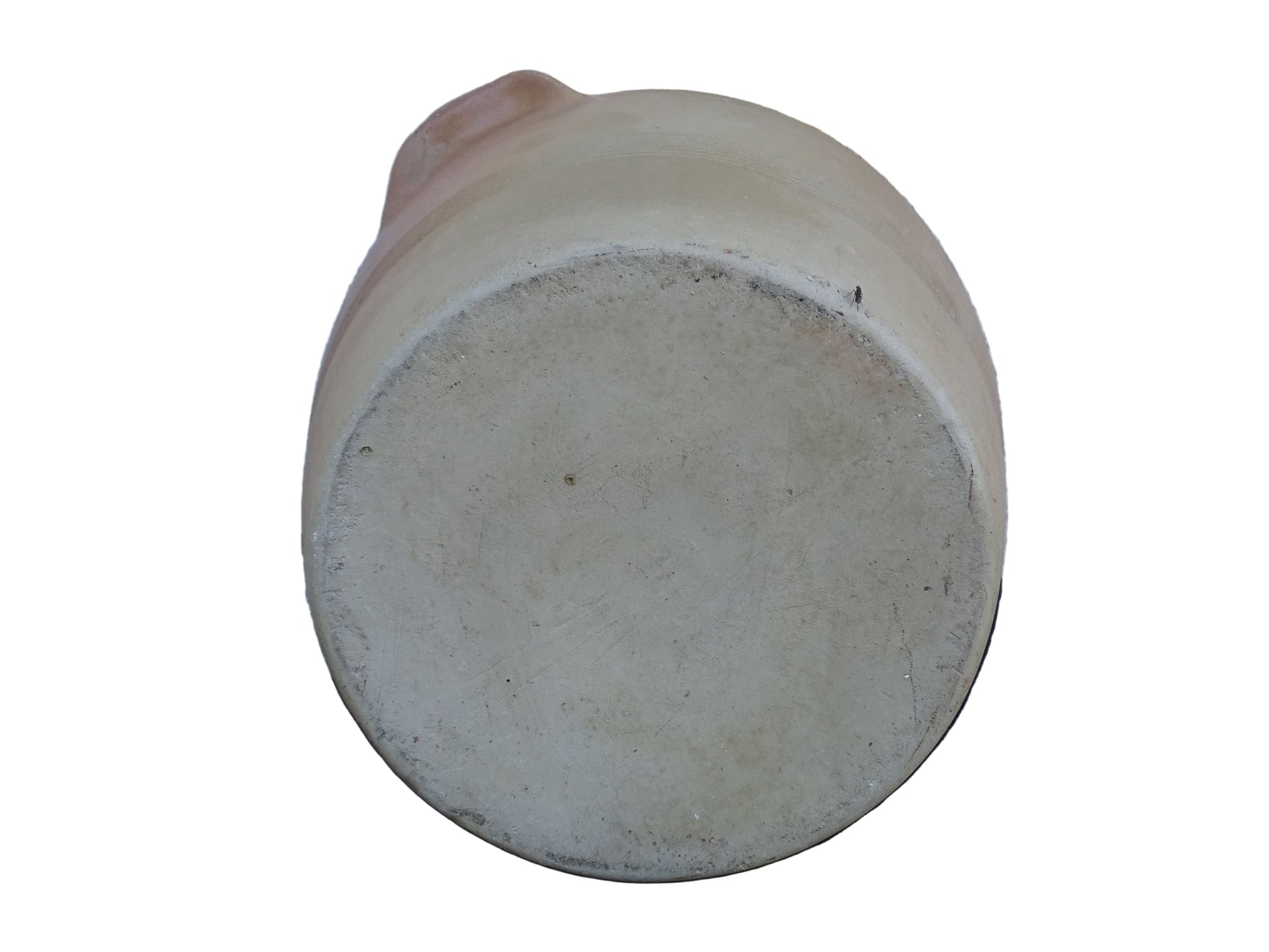 Large French antique stoneware jar with a brown glaze. This old confit pot has two handles.