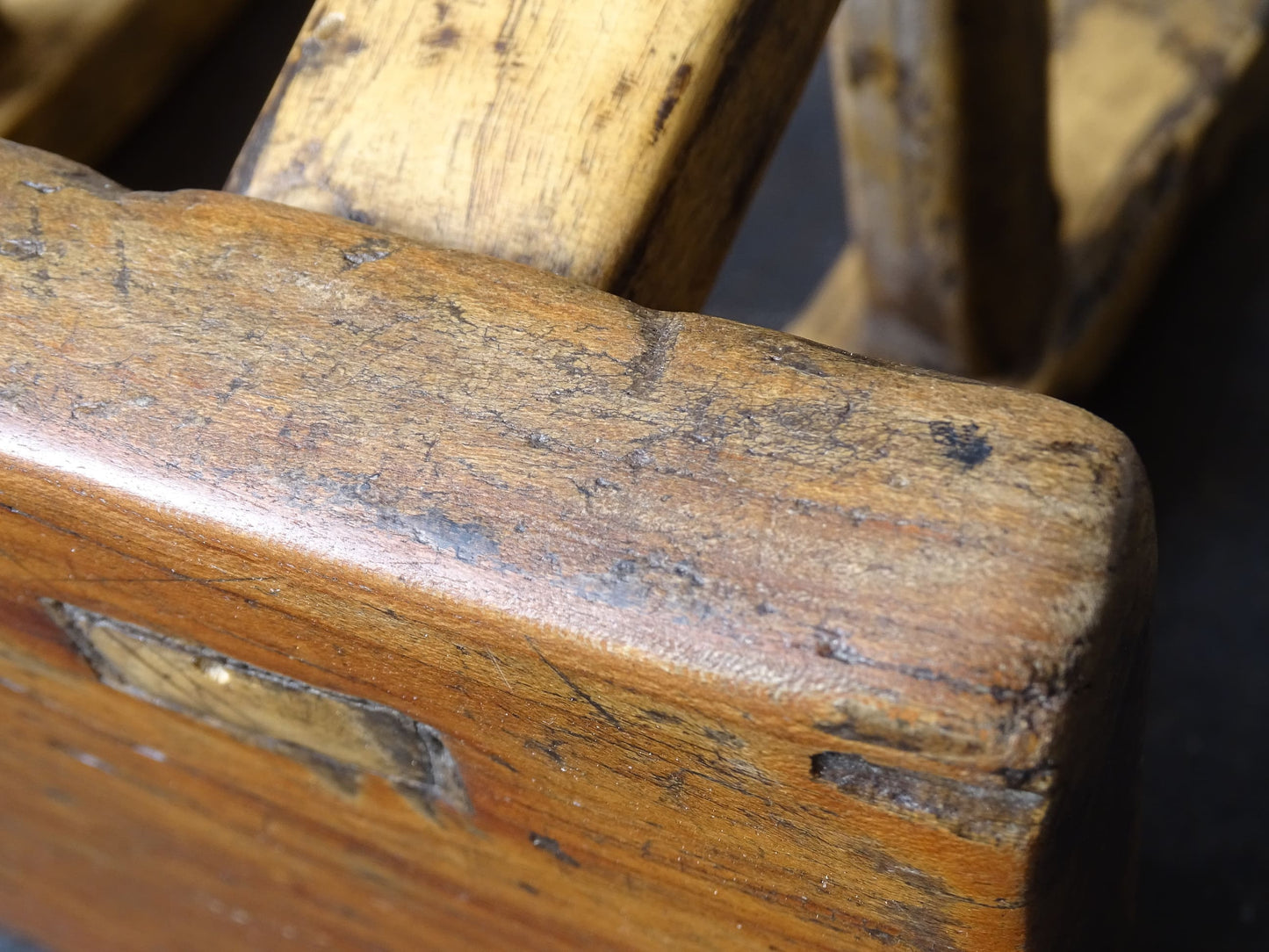 Small French Antique Wooden Stool 10.6"