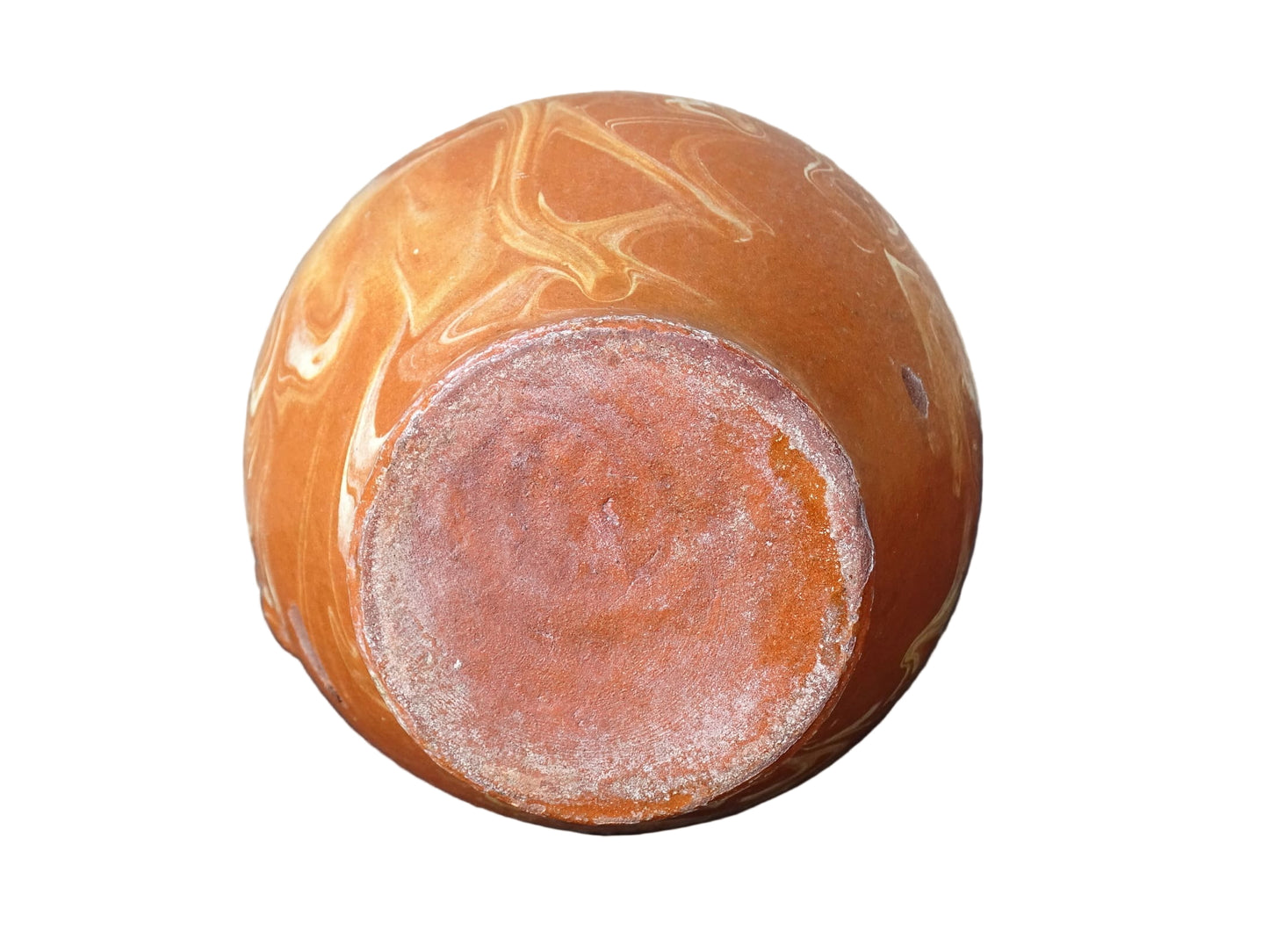 French vintage terracotta pitcher with a marbled glaze. Jaspe glaze ceramic jug.