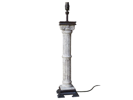 Vintage tall classical style corinthian column table lamp base with bronze effect finishing. 