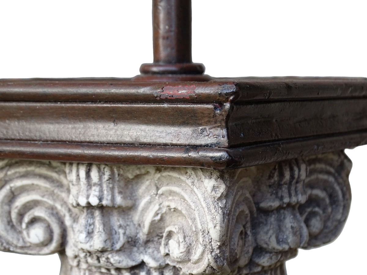 Vintage tall classical style corinthian column table lamp base with bronze effect finishing. 