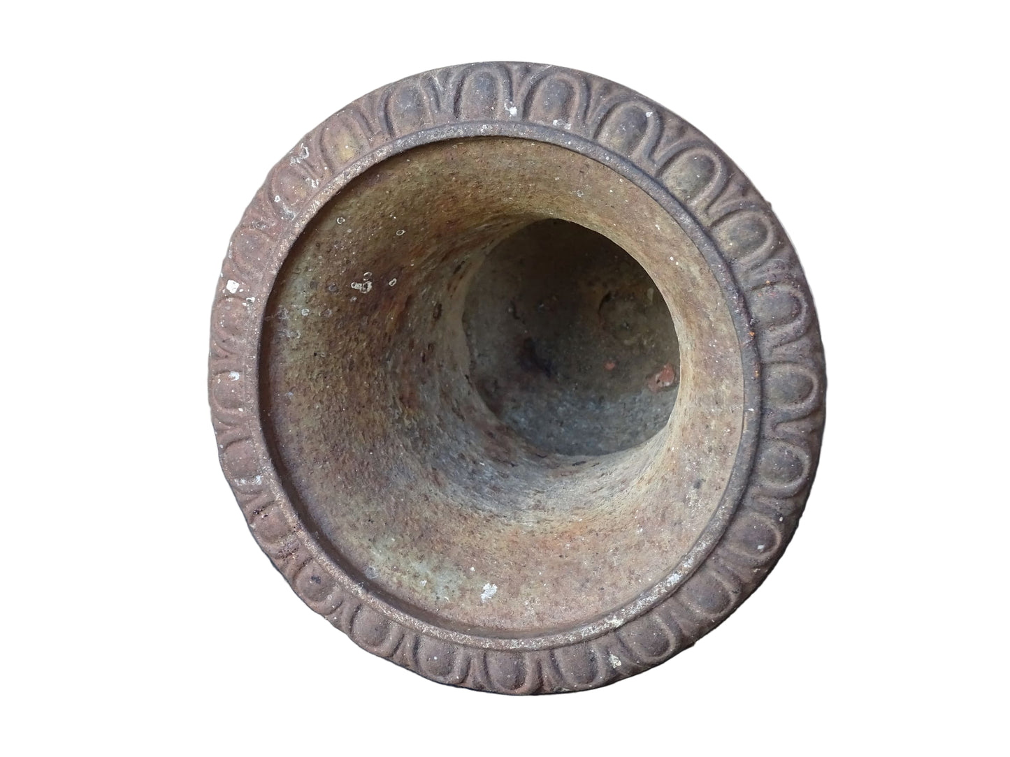 French antique cast iron planter, Medici planter with patina and rusting. 